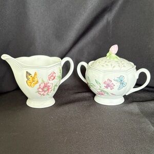 Lenox Floral Creamer and Sugar Bowl Set